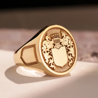 Thumbnail for Custom Ring - Gold Coated - Raised Design with Side Engravings