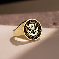 Thumbnail for Custom Ring - Gold Coated - Raised Design with Black Inlay