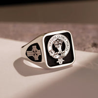 Thumbnail for Custom Ring - 925 Silver - Raised Design with Black Inlay and Side Engravings