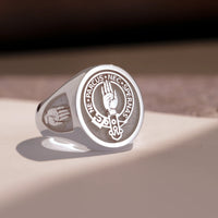 Thumbnail for Custom Ring - White Gold Coated - Raised Design with Side Engravings