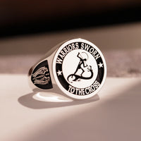 Thumbnail for Custom Ring - 925 Silver - Raised Design with Black Inlay and Side Engravings