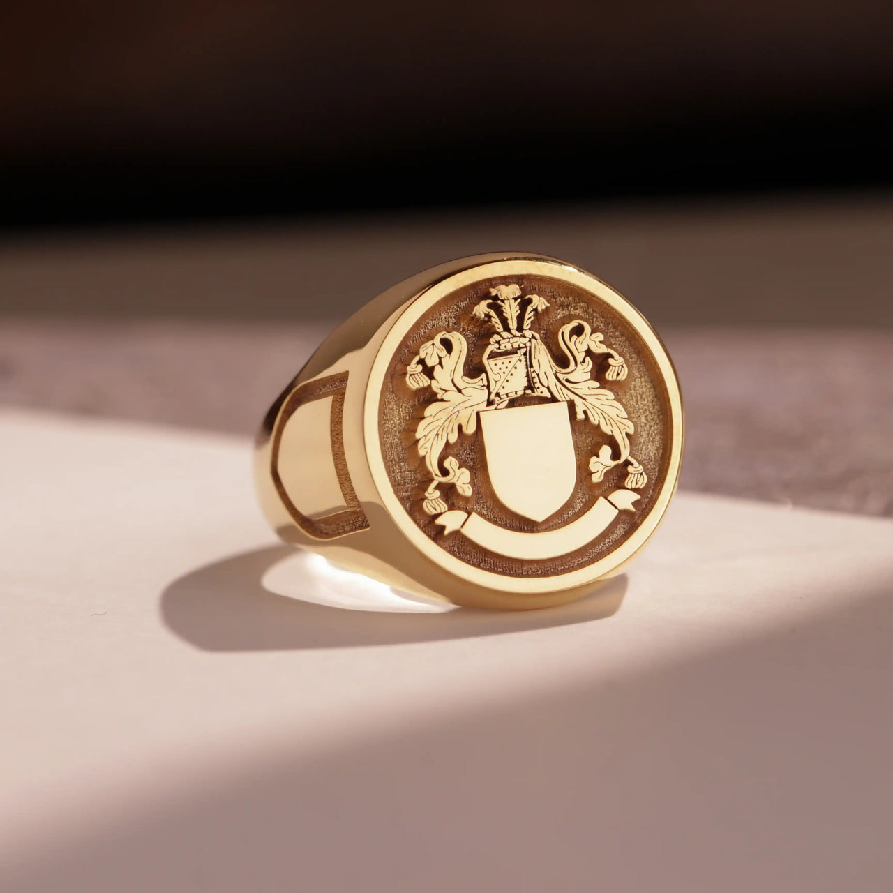 Custom Ring - Gold Coated - Raised Design with Side Engravings