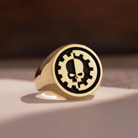 Thumbnail for Custom Ring - Gold Coated - Raised Design with Black Inlay