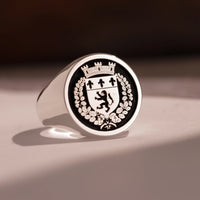 Thumbnail for Custom Ring - 925 Silver - Raised Design with Black Inlay