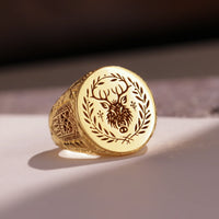 Thumbnail for Custom Ring - Gold Coated - Recessed Design with Side Engravings