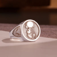 Thumbnail for Custom Ring - 925 Silver - Raised Design with Side Engravings