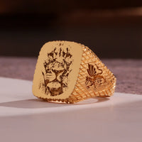 Thumbnail for Custom Ring - Gold Coated - Recessed Design with Side Engravings