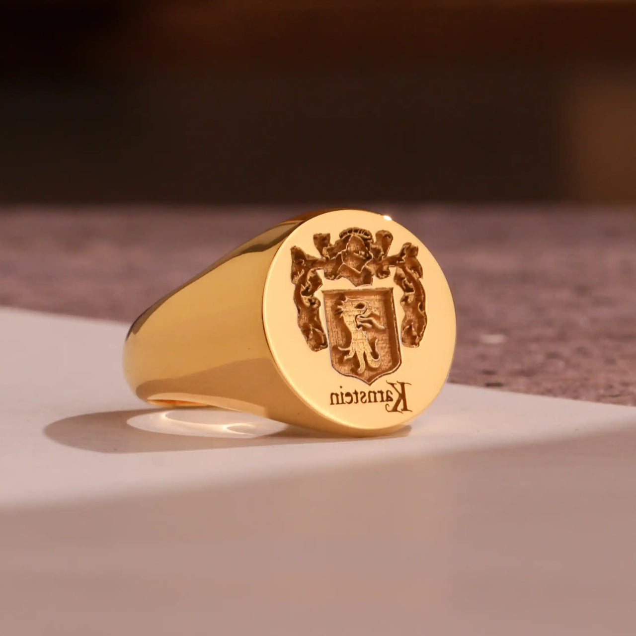 Custom Wax Seal Ring - Gold Coated - Recessed & Reversed Design