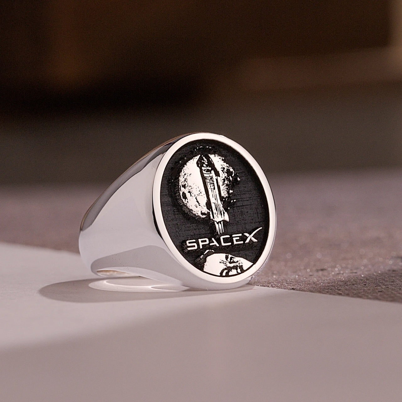 Custom Ring - 925 Silver - Raised Design with Black Inlay