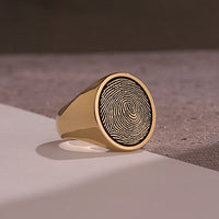 Thumbnail for Custom Ring - Gold Coated - Raised Design with Black Inlay