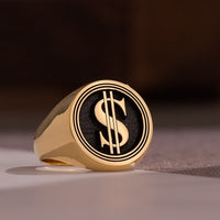 Thumbnail for Custom Ring - Gold Coated - Raised Design with Black Inlay