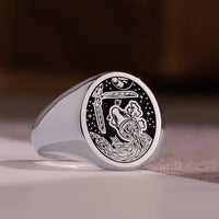 Thumbnail for Custom Ring - White Gold Coated - Raised Design with Black Inlay