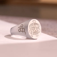 Thumbnail for Custom Ring - 925 Silver - Recessed Design with Side Engravings