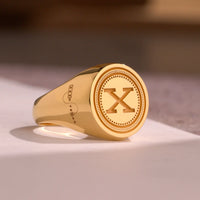 Thumbnail for Custom Ring - Gold Coated - Recessed Design with Side Engravings