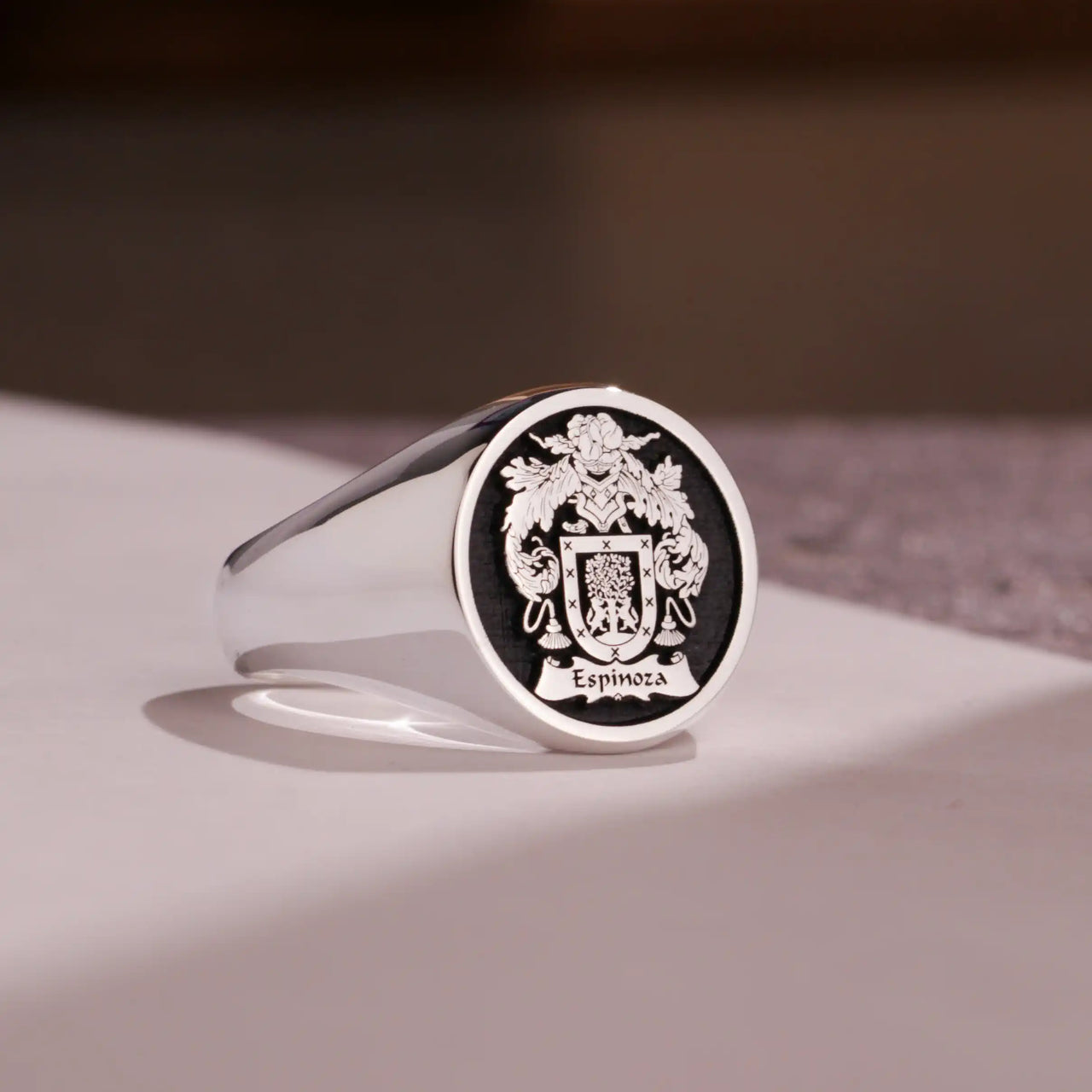 Custom Ring - 925 Silver - Raised Design with Black Inlay