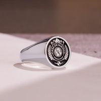 Thumbnail for Custom Ring - White Gold Coated - Raised Design with Black Inlay