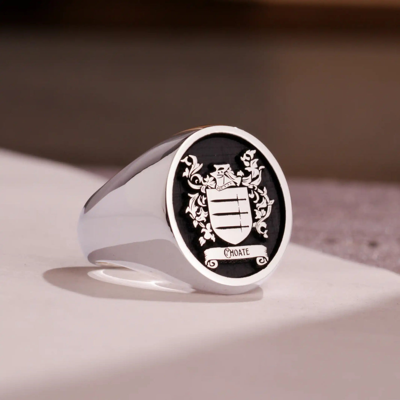 Custom Ring - 925 Silver - Raised Design with Black Inlay