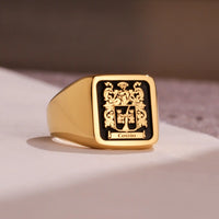 Thumbnail for Custom Ring - Gold Coated - Raised Design with Black Inlay