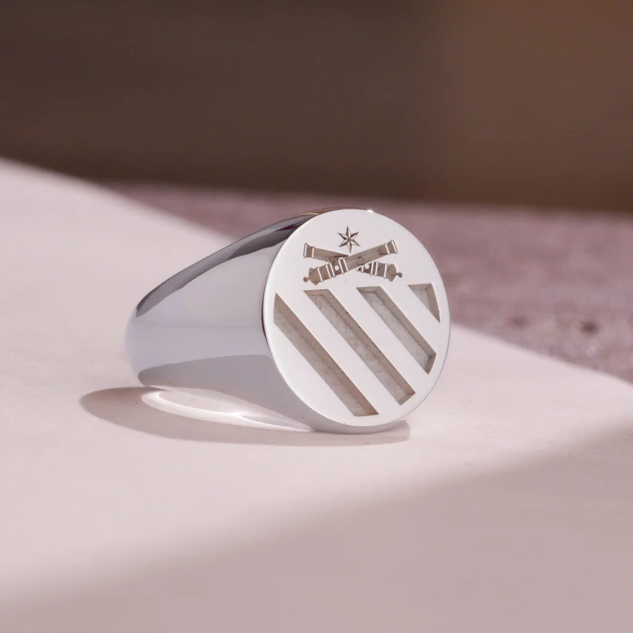 Custom Wax Seal Ring - White Gold Coated - Recessed & Reversed Design