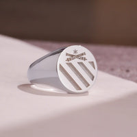 Thumbnail for Custom Wax Seal Ring - White Gold Coated - Recessed & Reversed Design