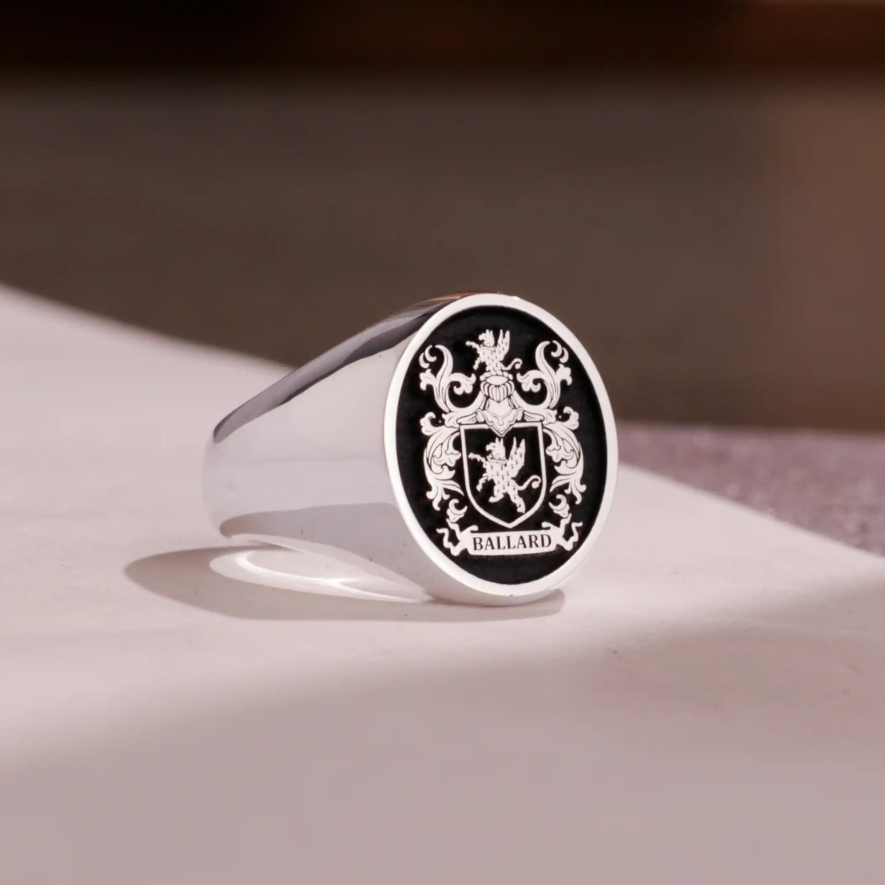 Custom Ring - 925 Silver - Raised Design with Black Inlay