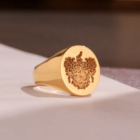 Thumbnail for Custom Wax Seal Ring - Gold Coated - Recessed & Reversed Design