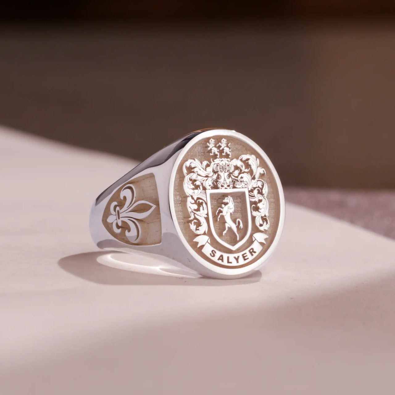 Custom Ring - 925 Silver - Raised Design with Side Engravings