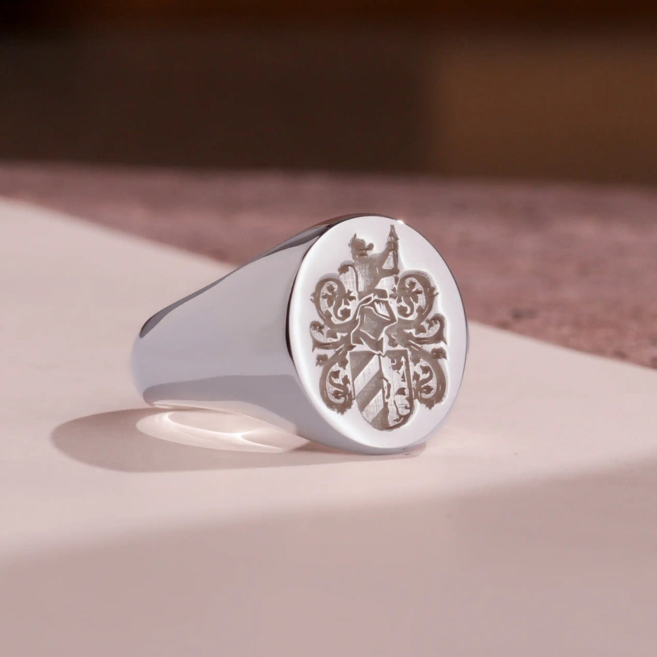 Custom Wax Seal Ring - White Gold Coated - Recessed & Reversed Design