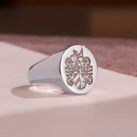 Thumbnail for Custom Wax Seal Ring - White Gold Coated - Recessed & Reversed Design