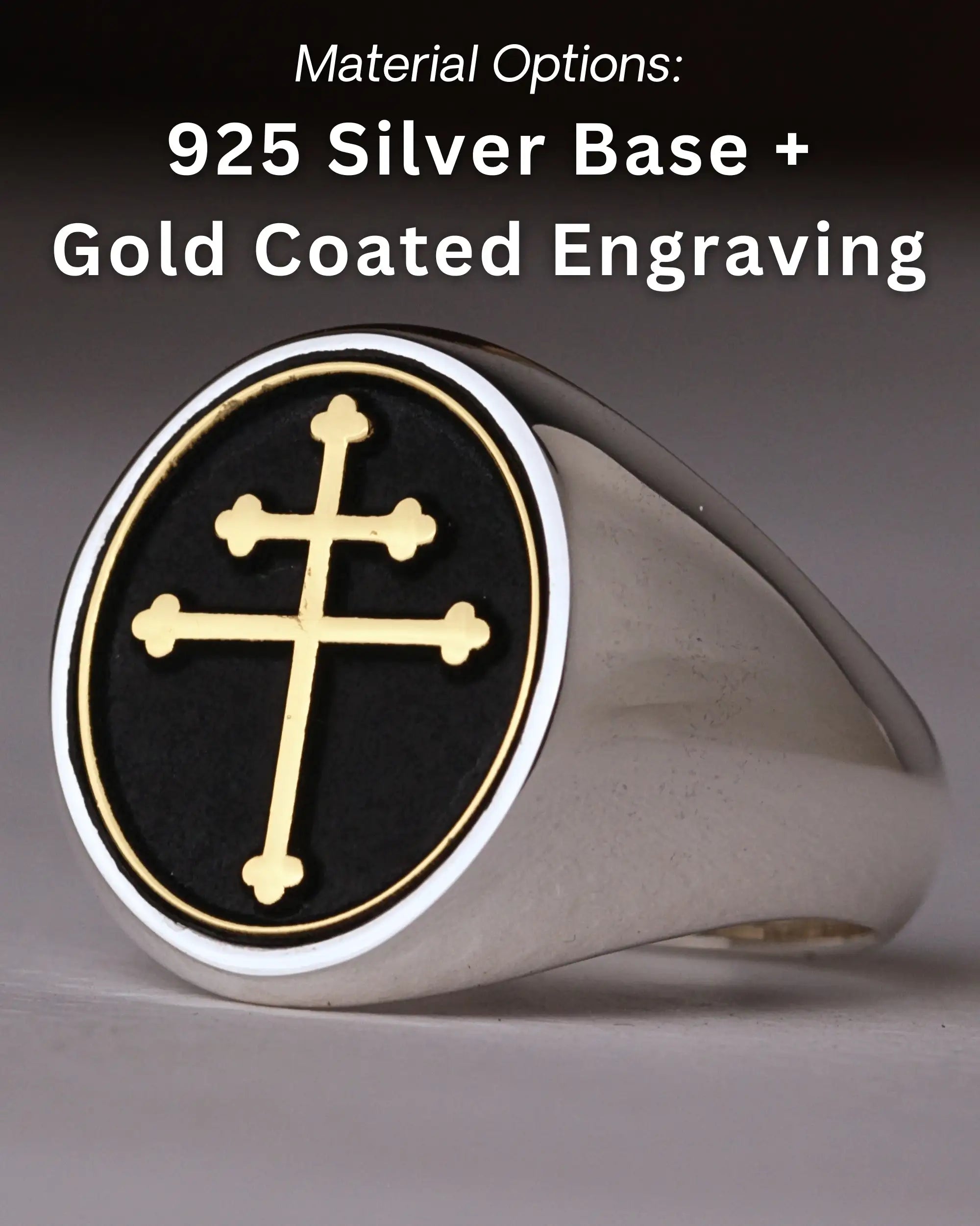 925 Silver Base + Gold Coated Engraving