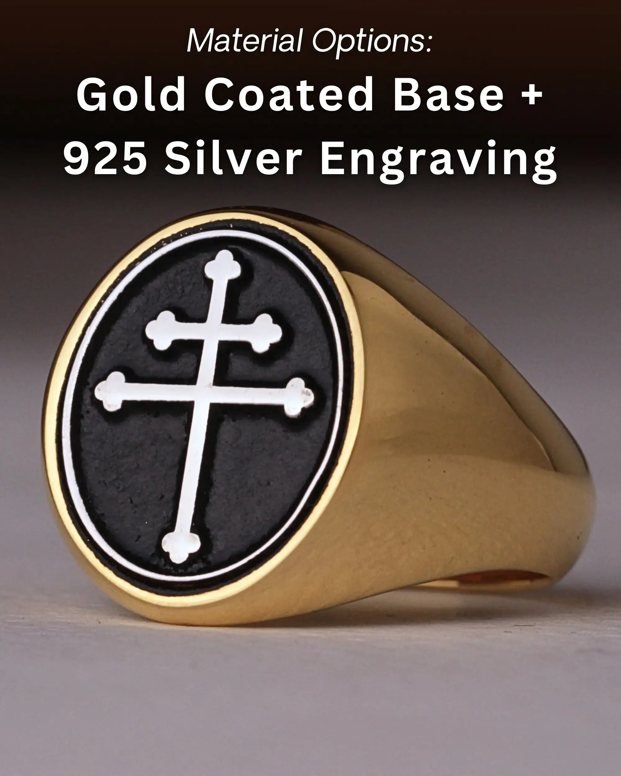 Gold Coated Ring Base + 925 Silver Engraving