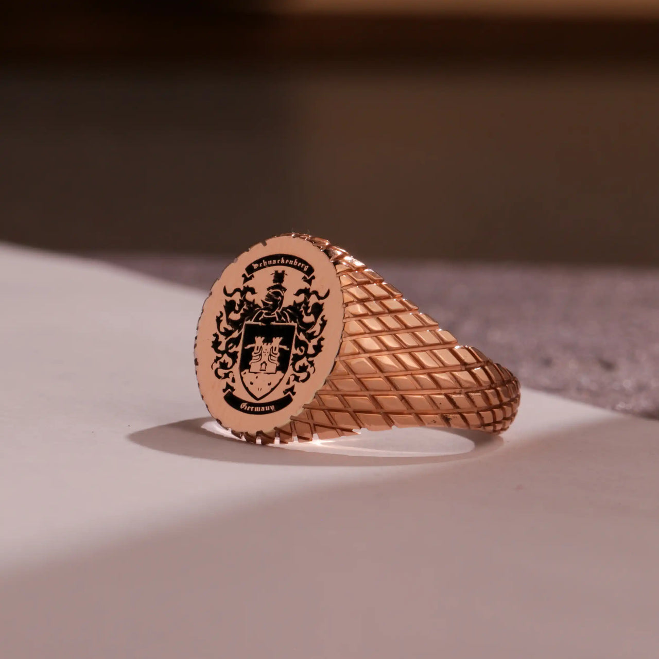 Custom Ring - Rose Gold Coated - Recessed Design with Black Inlay