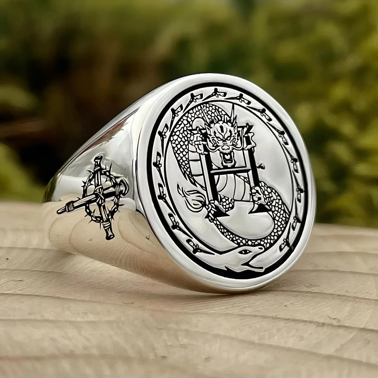 Solid Gold Custom Engraved Signet Ring