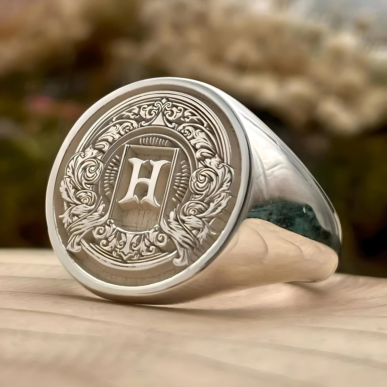 Solid Gold Custom Engraved Signet Ring