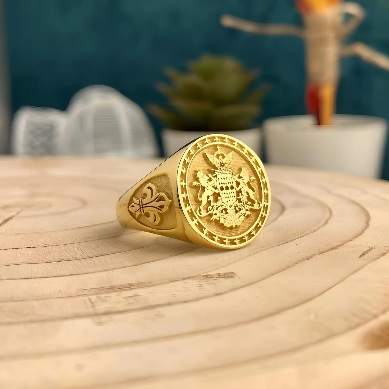 Solid Gold Custom Engraved Signet Ring