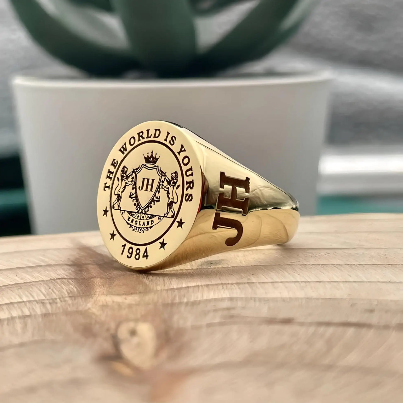 Solid Gold Custom Engraved Signet Ring