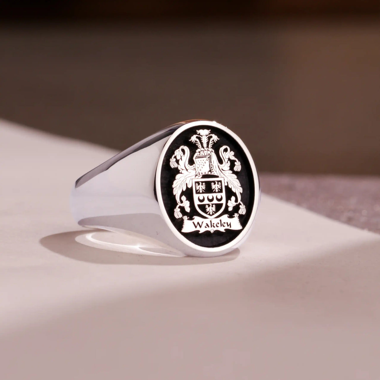 Custom Ring - 925 Silver - Raised Design with Black Inlay