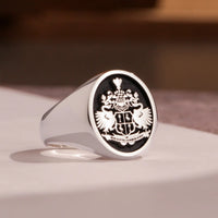 Thumbnail for Custom Ring - 925 Silver - Raised Design with Black Inlay