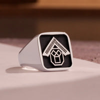 Thumbnail for Custom Ring - 925 Silver - Raised Design with Black Inlay