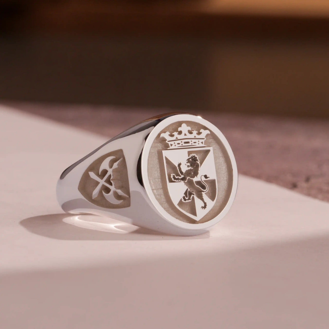 Custom Ring - 925 Silver - Raised Design with Side Engravings