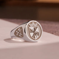 Thumbnail for Custom Ring - 925 Silver - Raised Design with Side Engravings