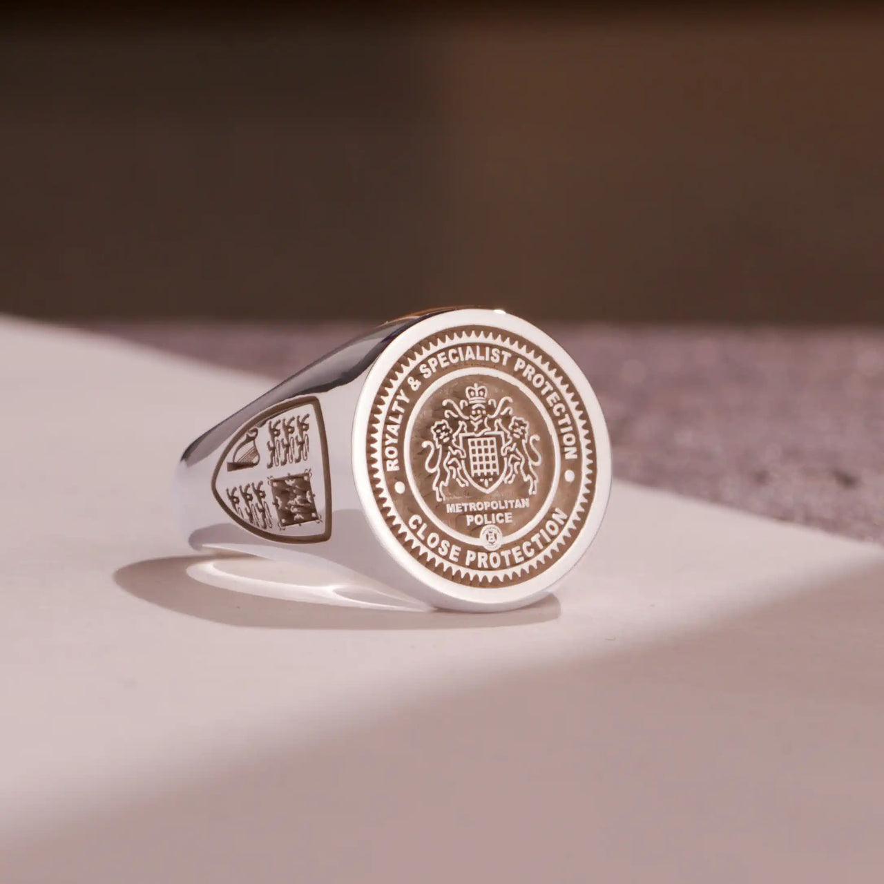 Custom Ring - 925 Silver - Raised Design with Side Engravings