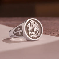 Thumbnail for Custom Ring - 925 Silver - Raised Design with Side Engravings