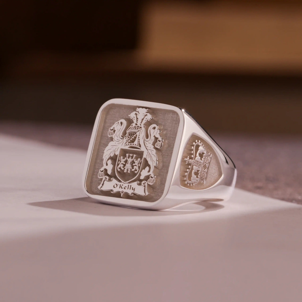 Custom Ring - 925 Silver - Raised Design with Side Engravings