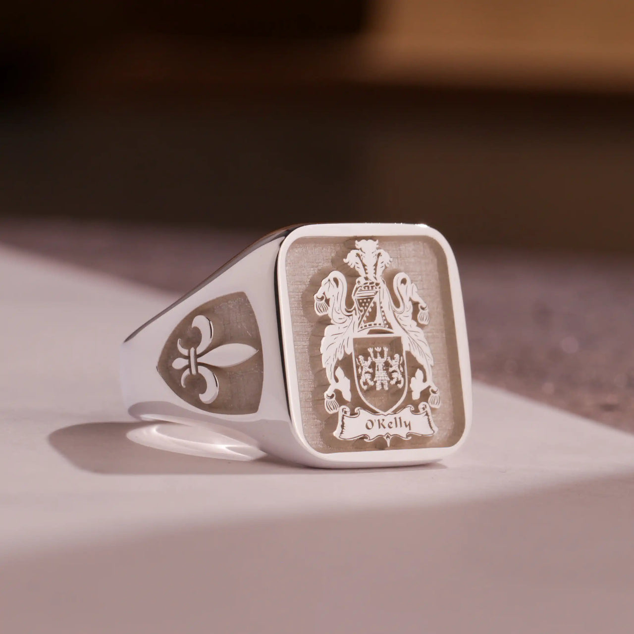 Custom Ring - 925 Silver - Raised Design with Side Engravings