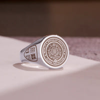 Thumbnail for Custom Ring - White Gold Coated - Raised Design with Side Engravings