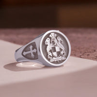 Thumbnail for Custom Ring - White Gold Coated - Raised Design with Side Engravings