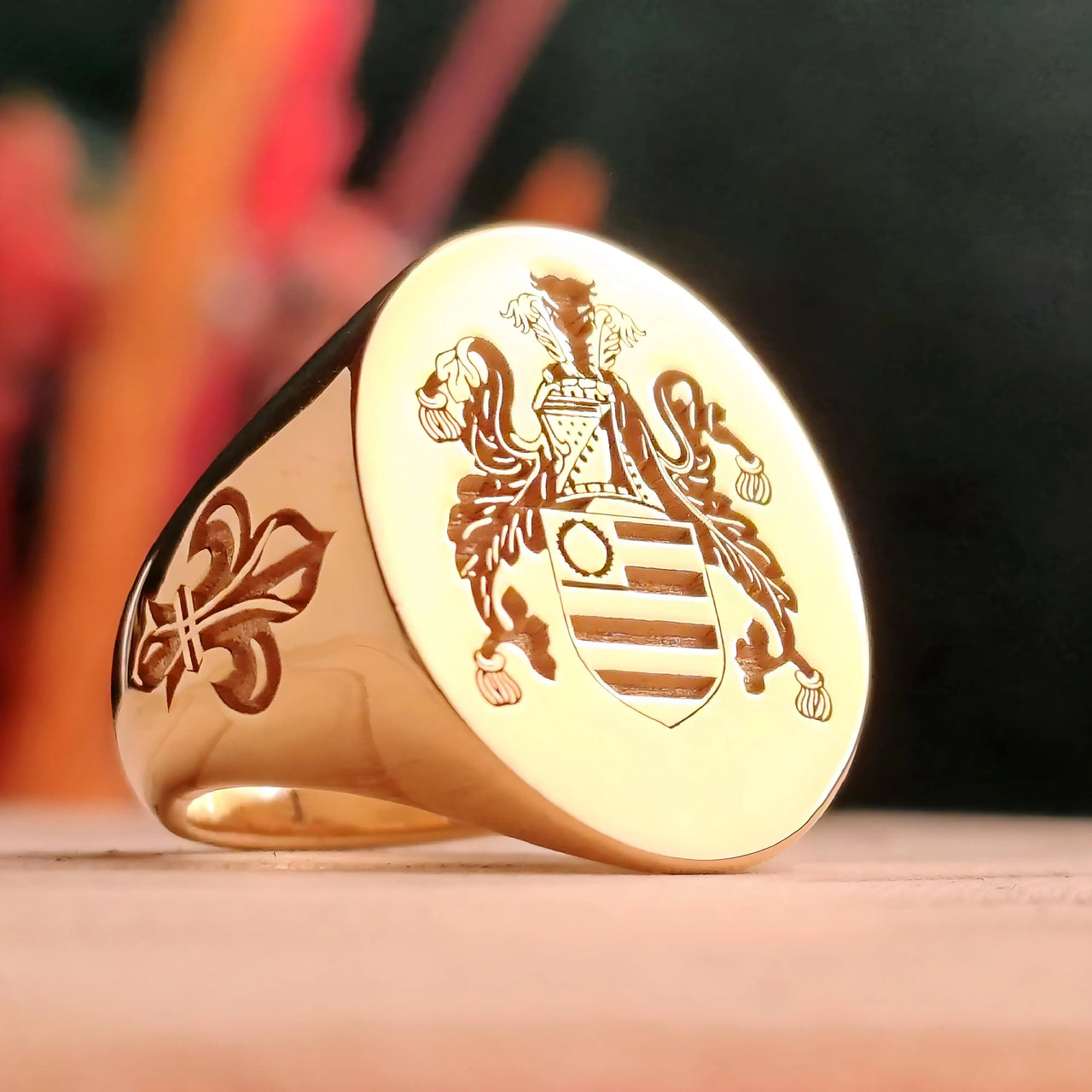 Solid Gold Custom Engraved Signet Ring