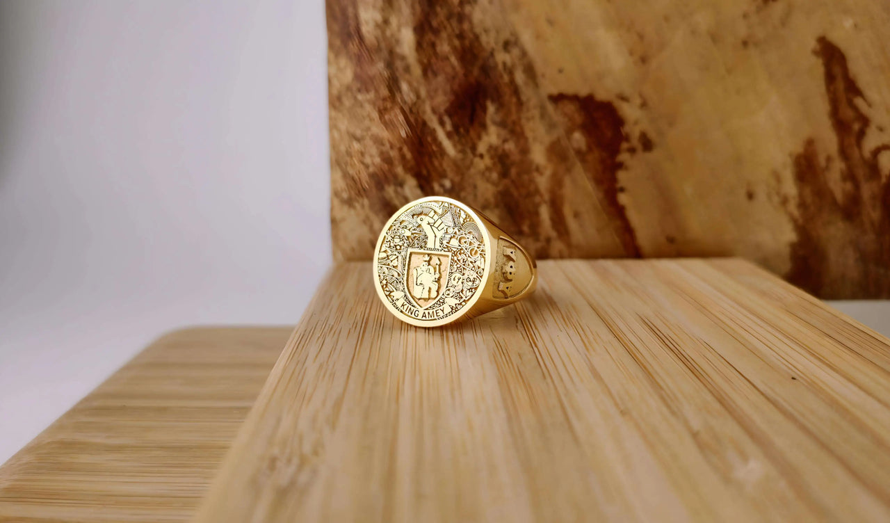 Solid Gold Custom Engraved Signet Ring