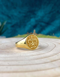 Thumbnail for Solid Gold Custom Engraved Signet Ring